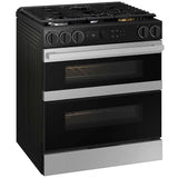 Samsung NSG6DG8550SR Bespoke 30 in. 6 cu. ft. Smart Air Fry True European Convection Double Oven Slide-In Gas Range with 5 Sealed Burners & Griddle - Stainless Steel