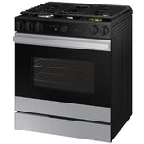 Samsung NSG6DG8700SR Bespoke 30 in. 6 cu. ft. Smart Air Fry True European Convection Slide-In Gas Range 5 Sealed Burners & Griddle - Stainless Steel