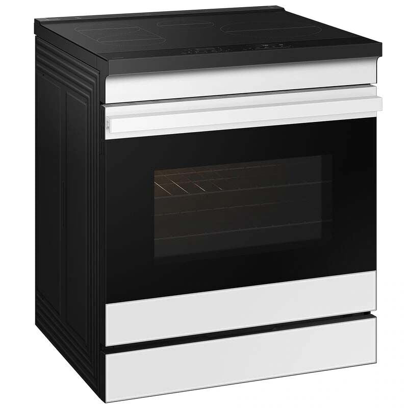 Samsung NSI6DB950012 Bespoke 30 in. 6.3 cu. ft. Smart Air Fry True European Convection Slide-In Electric Range with 4 Induction Burners - White Glass