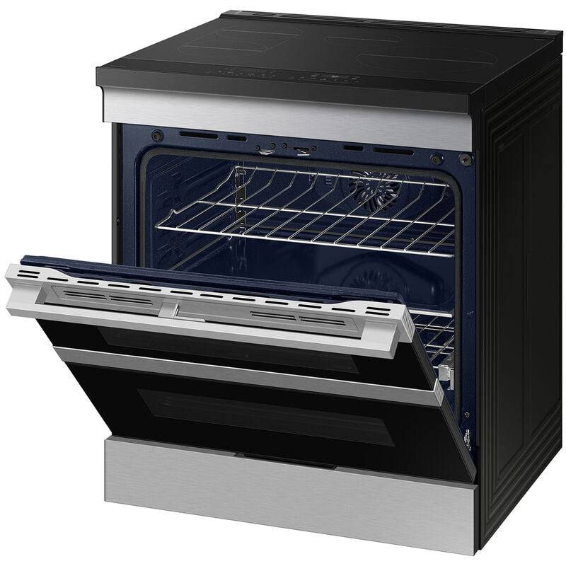 Samsung NSI6DG9550SR Bespoke 30 in. 6.1 cu. ft. Smart Air Fry True European Convection Double Oven Slide-In Electric Range with 4 Induction Burners - Stainless Steel