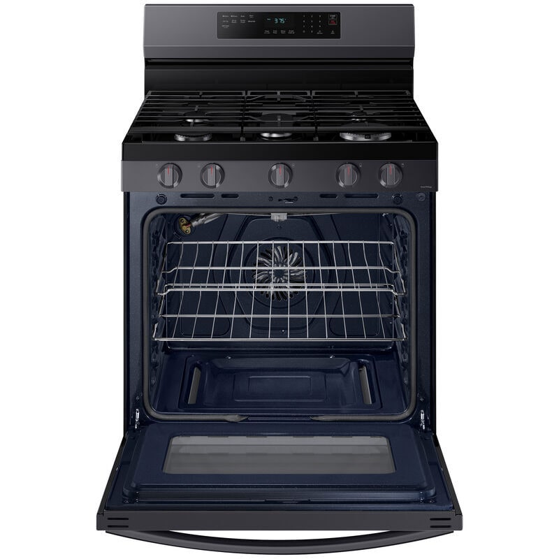 Samsung 30 in. 6 cu. ft. Smart Air Fry Standard Convection Gas Range with 5 Sealed Burners & Griddle - Black Stainless