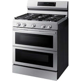 Samsung 30 in. 6 cu. ft. Smart Air Fry True European Convection Double Oven Gas Range with 5 Sealed Burners & Griddle - Stainless Steel