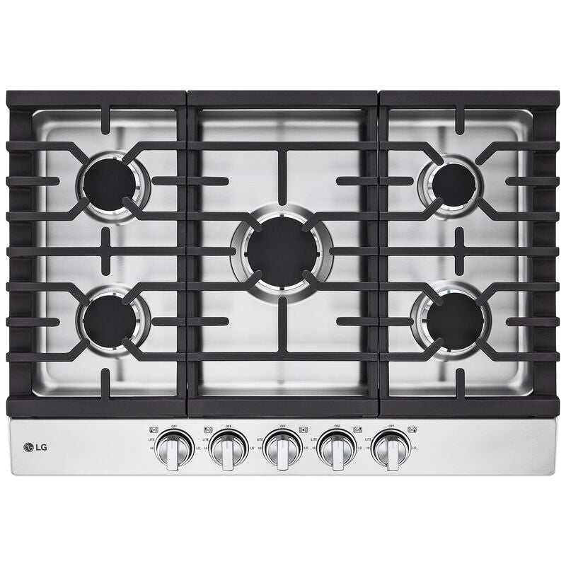 LG CBGJ3023S 30 in. 5-Burner Natural Gas Cooktop with Simmer Burner & Power Burner - Stainless Steel