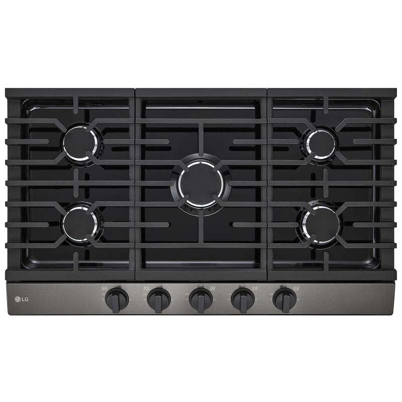 LG CBGJ3623D 36 in. 5-Burner Natural Gas Cooktop with Simmer Burner & Power Burner - Black Stainless