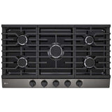 LG CBGJ3623D 36 in. 5-Burner Natural Gas Cooktop with Simmer Burner & Power Burner - Black Stainless