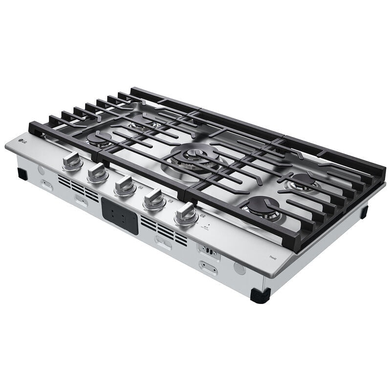 LG CBGJ3627S 36 in. 5-Burner Smart Natural Gas Cooktop with Griddle, Simmer Burner & Power Burner - Stainless Steel