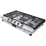 LG CBGJ3627S 36 in. 5-Burner Smart Natural Gas Cooktop with Griddle, Simmer Burner & Power Burner - Stainless Steel