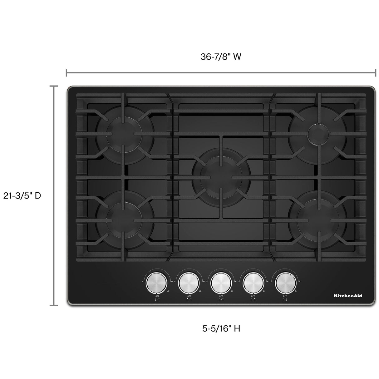 KitchenAid KCGG536PBL 36 Inch Gas Cooktop, product view 4
