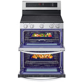 LG LDEL7324SE 30 in. 7.3 cu. ft. Smart Air Fry True European Convection Double Oven Electric Range with Radiant Burners - Stainless Steel
