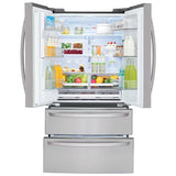 LG LMXS28626S 36 in. 27.8 cu. ft. Smart 4-Door French Door Refrigerator with Ice & Water Dispenser - Stainless Steel