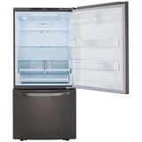 LG LRDCS2603D 33 in. 25.5 cu. ft. Bottom Freezer Refrigerator with Ice Maker - PrintProof Black Stainless Steel