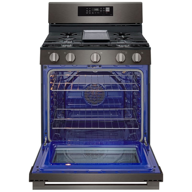 LG LRGN6323Z 30 in. 6.3 cu. ft. Smart Air-Fry True European Convection Gas Range with 5 Sealed Burners & Griddle - Black Stainless Steel