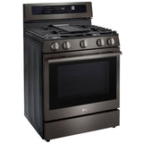 LG LRGN6325Z 30 in. 6.3 cu. ft. Smart Air-Fry True European Convection Gas Range with 5 Sealed Burners & Griddle - PrintProof Black Stainless Steel