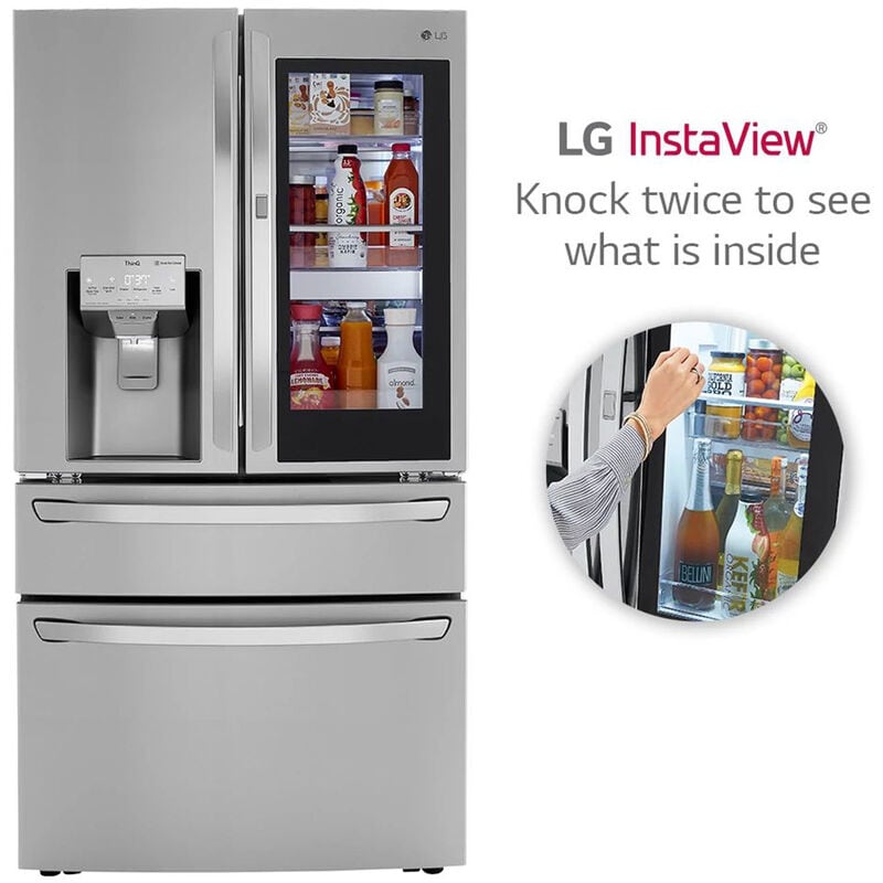 LG LRMVC2306S InstaView 36 in. 22.5 cu. ft. Smart Counter Depth 4-Door French Door Refrigerator with Ice & Water Dispenser - PrintProof Stainless Steel