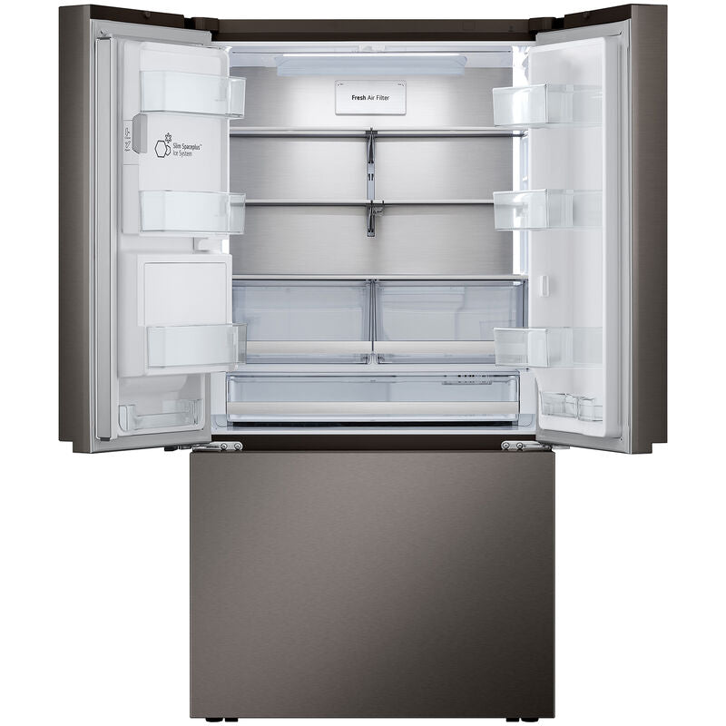 LG LRYXC2606D 36 in. 25.5 cu. ft. Smart Counter Depth French Door Refrigerator with Ice & Water Dispenser - PrintProof Black Stainless Steel