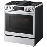 LG LSDL6336F InstaView 30 in. 6.3 cu. ft. Smart Air Fry True European Convection Slide-In Dual Fuel Range with 5 Sealed Burners & Griddle - PrintProof Stainless Steel