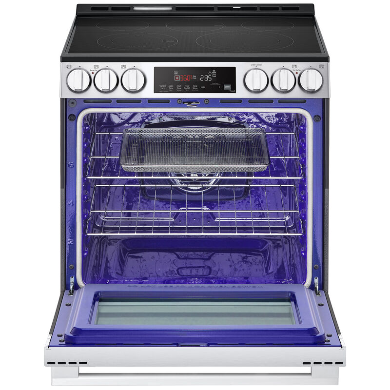 LG LSEL6333XE 30 in. 6.3 cu. ft. Smart Air-Fry Standard Convection Slide-In Electric Range with Radiant Burners - Printproof Stainless Steel