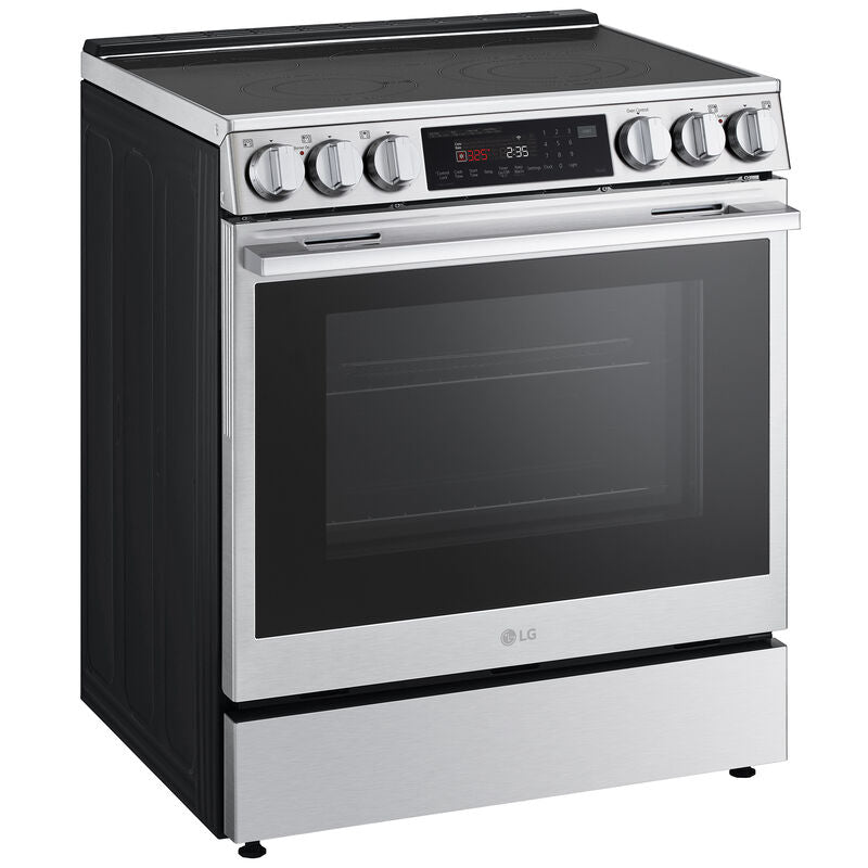 LG LSEL6335XE 30 in. 6.3 cu. ft. Smart Air-Fry True European Convection Electric Range with Radiant Burners PrintProof Stainless Steel