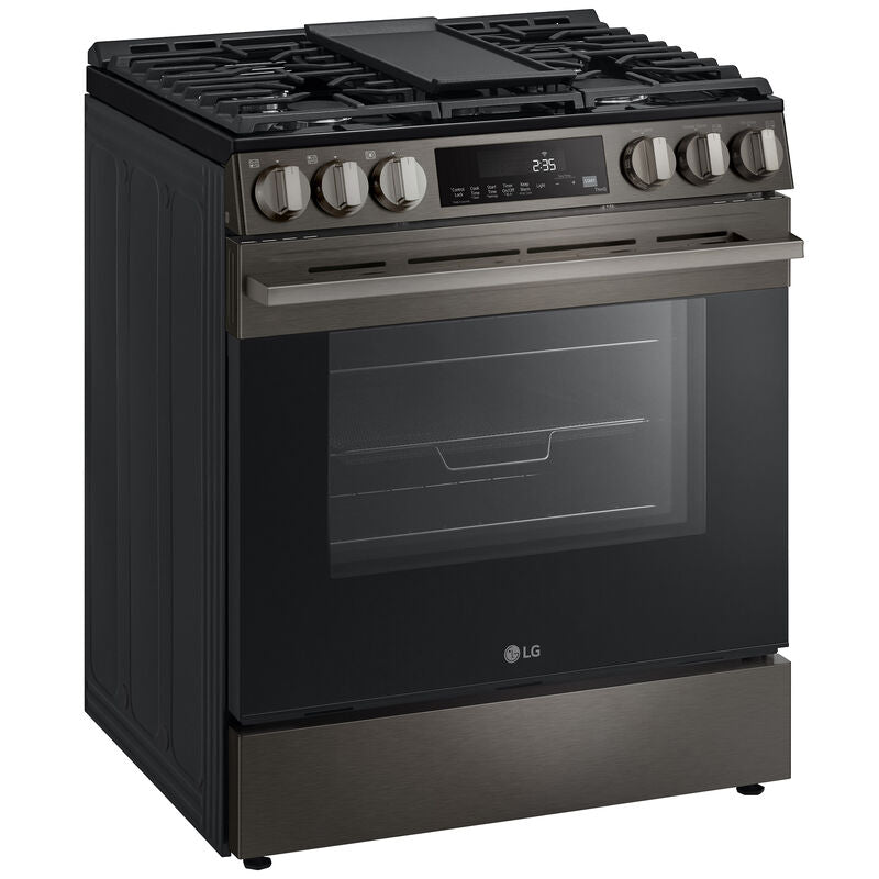 LG LSGL5833Z 30 in. 5.8 cu. ft. Smart Air-Fry Standard Convection Slide-In Gas Range with 5 Sealed Burners & Griddle - Black Stainless Steel