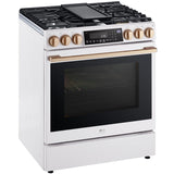 LG LSGS6338N Studio 30 in. 6.3 cu. ft. Smart Air Fry True European Convection Slide-In Gas Range with 5 Sealed Burners & Griddle - Essence White