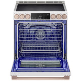 LG LSIS6338NE Studio 30 in. 6.3 cu. ft. Smart Air Fry True European Convection Slide-In Electric Range with 5 Induction Burners - Essence White