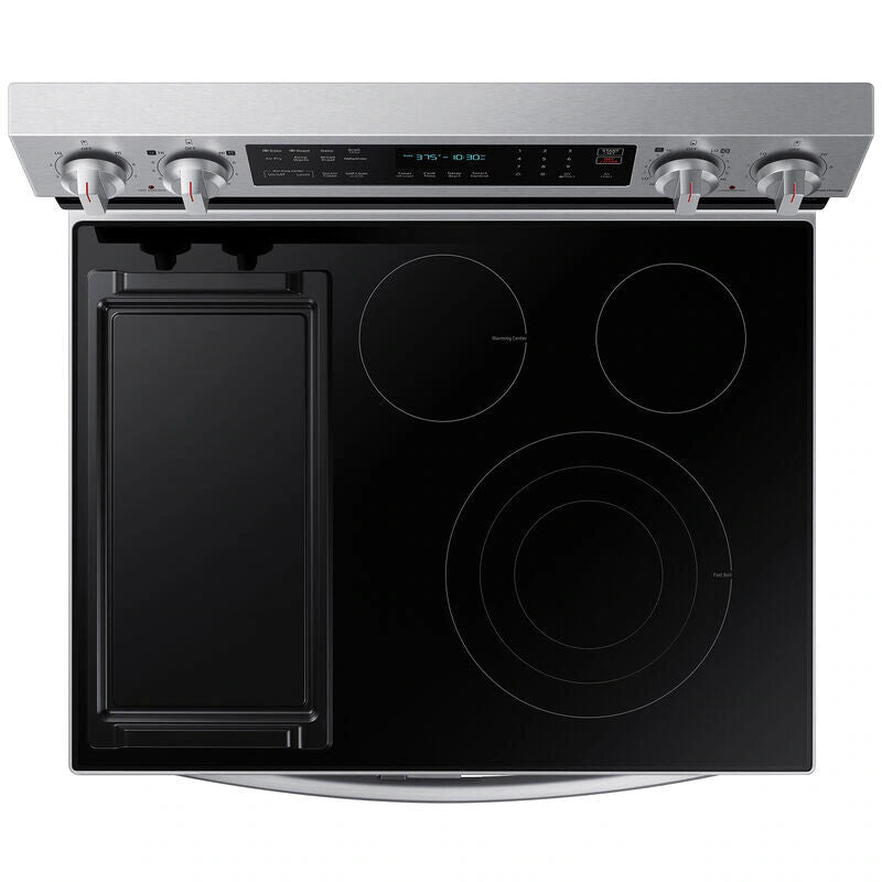 Samsung 30 in. 6.3 cu. ft. Smart Air Fry Standard Convection Double Oven Electric Range with Radiant Burners & Griddle - Stainless Steel
