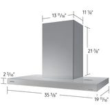 Samsung NK36CB600WCG 36 in. Smart Convertible Chimney Style Range Hood with 630 CFM, 4 Fan Speed & 1 LED Light - Clean Gray