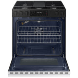 Samsung NSG6DB830012 Bespoke 30 in. 6 cu. ft. Smart Air Fry True European Convection Slide-In Gas Range with 5 Sealed Burners & Griddle - White Glass