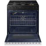 Samsung NSG6DB850012 Bespoke 30 in. 6 cu. ft. Smart Air Fry True European Convection Slide-In Gas Range with 5 Sealed Burners & Griddle - White Glass