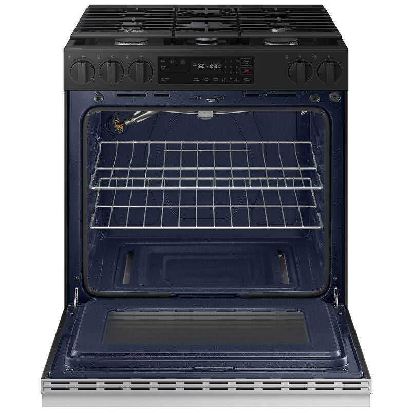 Samsung NSG6DG8100SR Bespoke 30 in. 6 cu. ft. Smart Slide-In Gas Range with 5 Sealed Burners - Stainless Steel