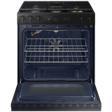 Samsung NSG6DG8500MT Bespoke 30 in. 6 cu. ft. Smart Air Fry True European Convection Slide-In Gas Range with 5 Sealed Burners & Griddle - Matte Black Steel
