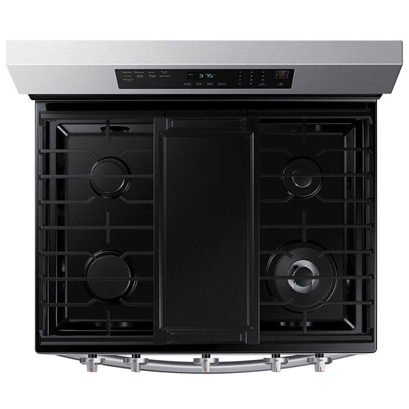 Samsung 30 in. 6 cu. ft. Smart Air Fry Standard Convection Gas Range with 5 Sealed Burners & Griddle - Stainless Steel