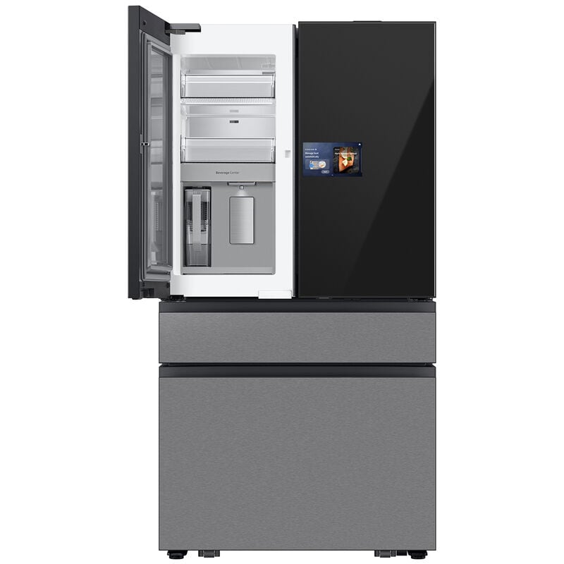 Samsung RF90F23BECR Bespoke 36 in. 22.5 cu. ft. Smart Counter Depth 4-Door French Door Refrigerator with AI Home, Beverage Center & Internal Water Autofill Pitcher - Charcoal Glass & Stainless Steel
