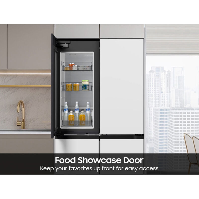 Samsung RM80F22WEW Bespoke 36 in. 22.8 cu. ft. Smart Counter Depth 4-Door French Door Refrigerator with Internal Water Autofill Pitcher - White Glass