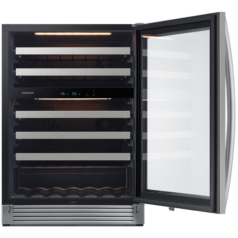 Samsung RW51TS338SR 24 in. Undercounter Wine Cooler with Wire Racks, Dual Temperature Zones & 51 Bottle Capacity - Stainless Steel