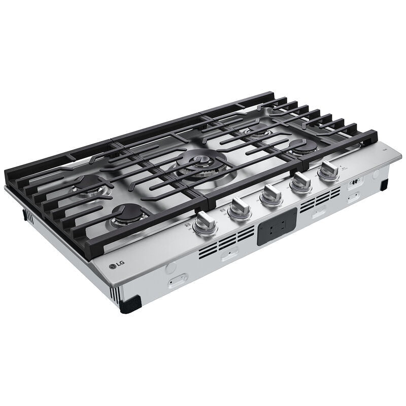 LG CBGJ3627S 36 in. 5-Burner Smart Natural Gas Cooktop with Griddle, Simmer Burner & Power Burner - Stainless Steel