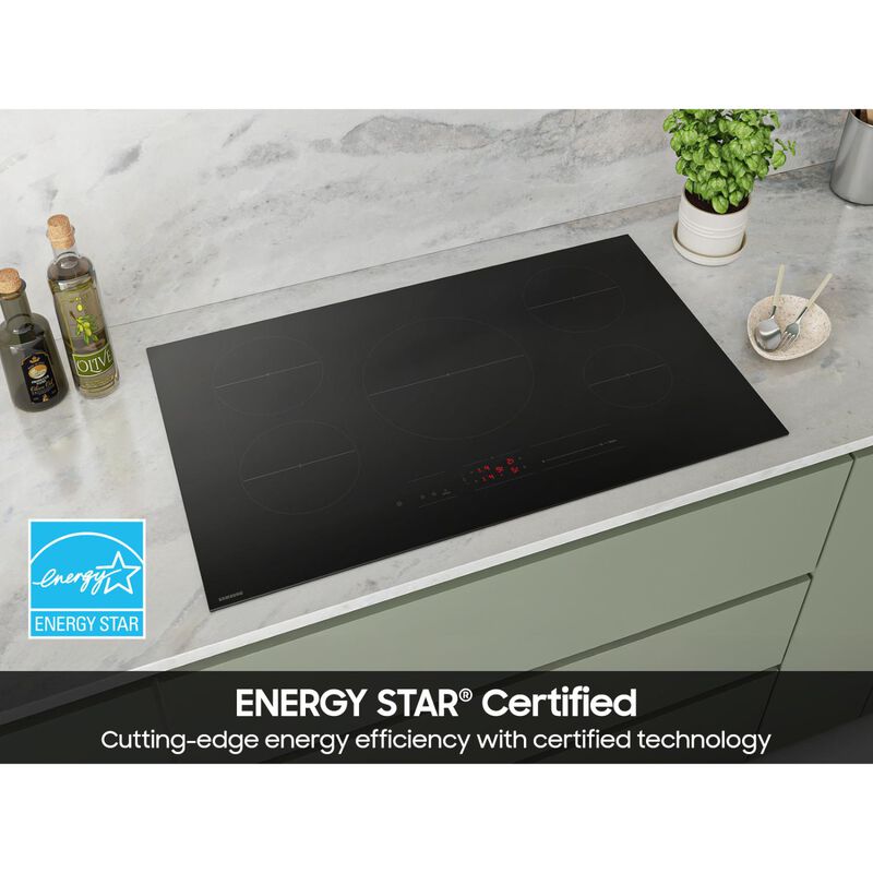 Samsung CC70F36S2D 36 in. 5-Burner Smart Induction Cooktop with Simmer Burner & Power Burner - Black