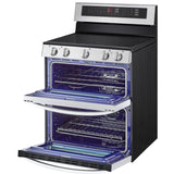 LG LDEL7324SE 30 in. 7.3 cu. ft. Smart Air Fry True European Convection Double Oven Electric Range with Radiant Burners - Stainless Steel