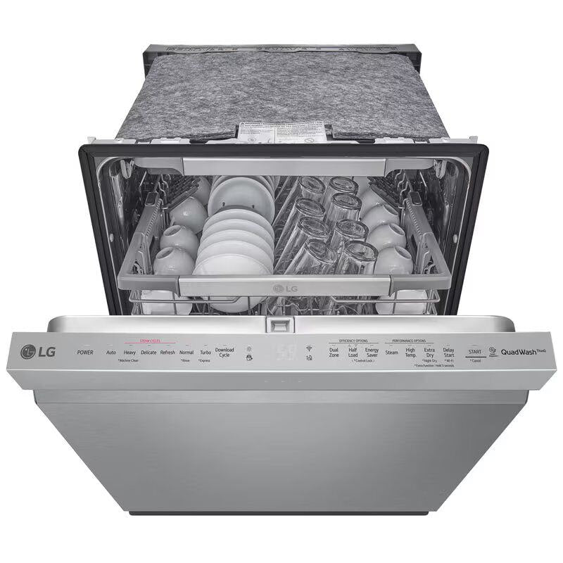 LG LDP6810SS 24 in. Top Control Smart Dishwasher with 44 dBa Sound Level, 3rd-Rack, Dynamic Dry & Pocket - PrintProof Stainless Steel