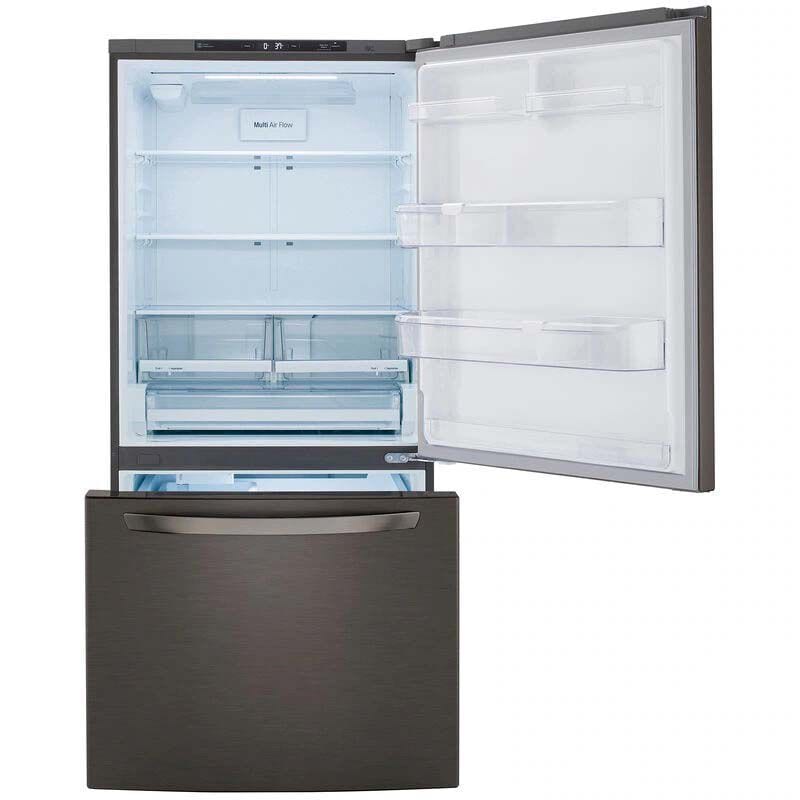 LG LRDCS2603D 33 in. 25.5 cu. ft. Bottom Freezer Refrigerator with Ice Maker - PrintProof Black Stainless Steel