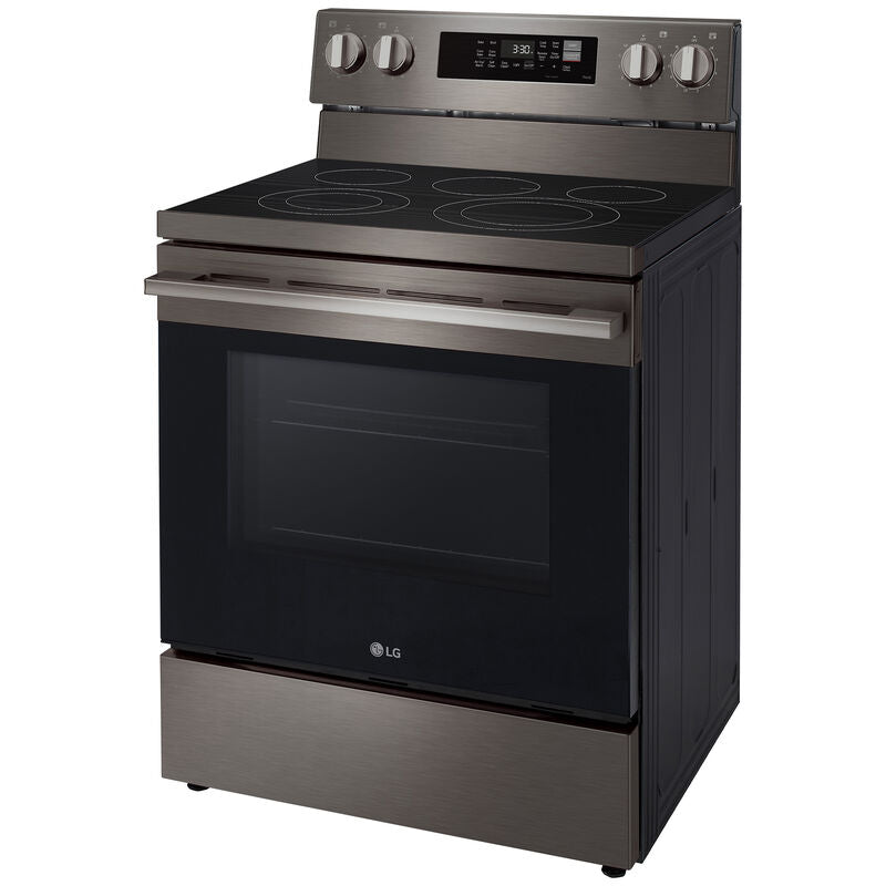 LG LREN6323ZE 30 in. 6.3 cu. ft. Smart Air-Fry True European Convection Electric Range with Radiant Burners - Black Stainless Steel