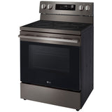 LG LREN6323ZE 30 in. 6.3 cu. ft. Smart Air-Fry True European Convection Electric Range with Radiant Burners - Black Stainless Steel