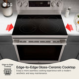 LG LREN6325ZE 30 in. 6.3 cu. ft. Smart Air-Fry True European Convection Electric Range with Radiant Burners - Black Stainless Steel