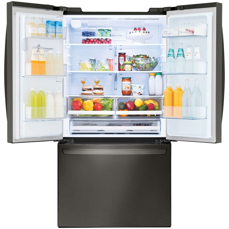 LG LRFS28XBD 36 in. 27.7 cu. ft. Smart French Door Refrigerator with Ice & Water Dispenser - PrintProof Black Stainless Steel