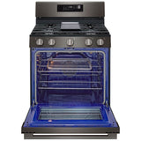 LG LRGN6323Z 30 in. 6.3 cu. ft. Smart Air-Fry True European Convection Gas Range with 5 Sealed Burners & Griddle - Black Stainless Steel
