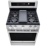 LG LRGN6325X 30 in. 6.3 cu. ft. Smart Air-Fry True European Convection Gas Range with 5 Sealed Burners & Griddle - PrintProof Stainless Steel