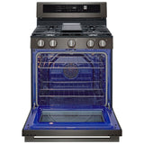 LG LRGN6325Z 30 in. 6.3 cu. ft. Smart Air-Fry True European Convection Gas Range with 5 Sealed Burners & Griddle - PrintProof Black Stainless Steel