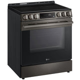 LG LSEL6333ZE 30 in. 6.3 cu. ft. Smart Air-Fry Standard Convection Slide-In Electric Range with Radiant Burners - Black Stainless Steel