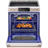 LG LSIS6338NE Studio 30 in. 6.3 cu. ft. Smart Air Fry True European Convection Slide-In Electric Range with 5 Induction Burners - Essence White