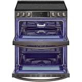 LG LTEL7337D InstaView 30 in. 7.3 cu. ft. Smart Air Fry True European Convection Double Oven Slide-In Electric Range with Smoothtop Burners - PrintProof Black Stainless Steel